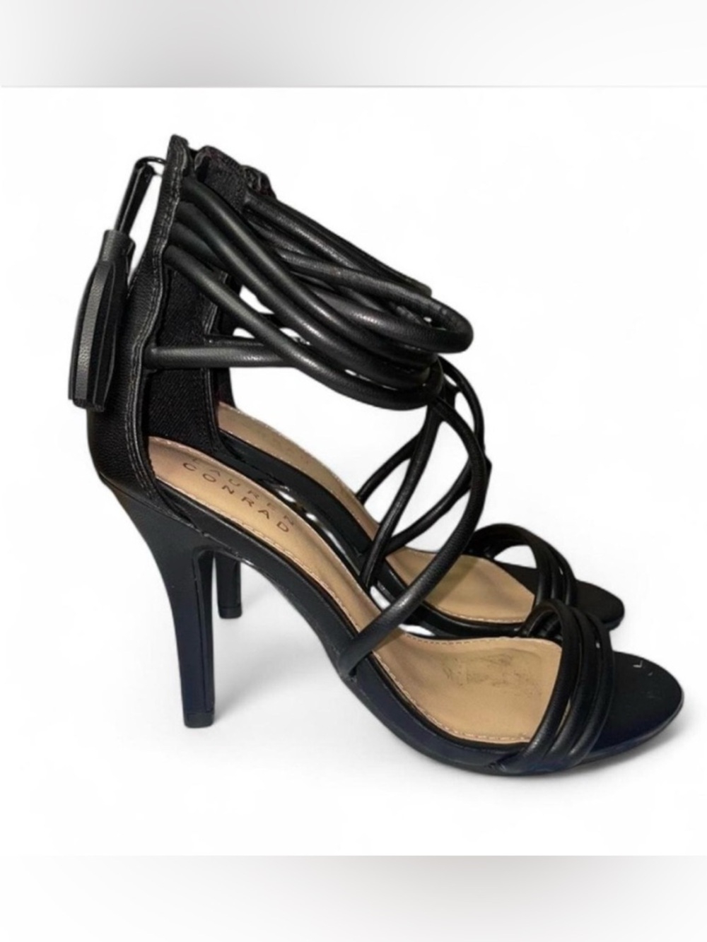 NWOT LC Lauren Conrad Black Strappy Heels 6